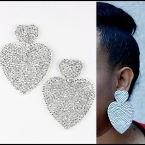 Double Heart Drop Earrings NWT